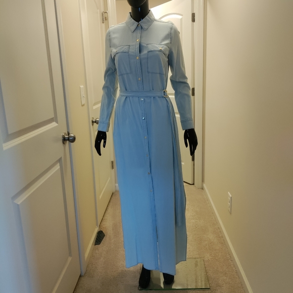 Michael Kors Classic Wash Jean Dress With MK Gold Buttons New - Picture 10 of 11